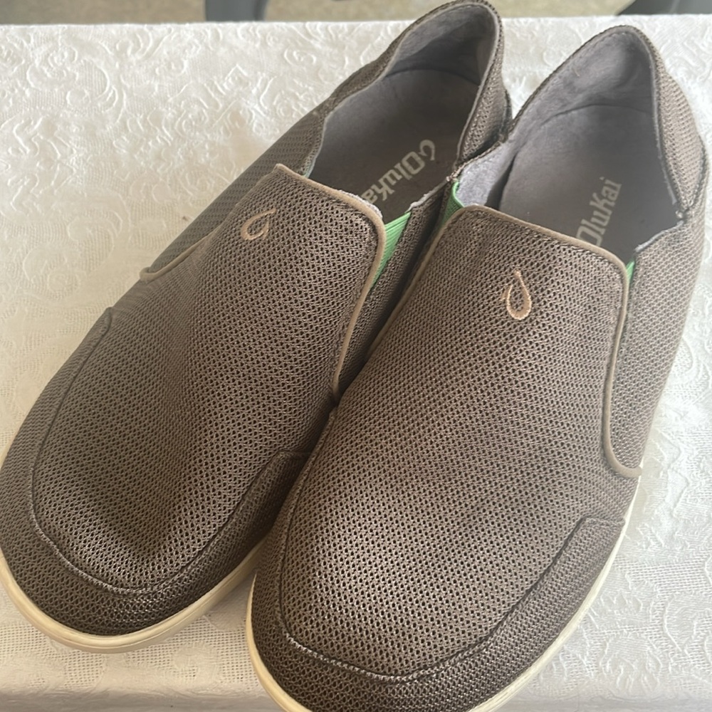 Olukai Men's Nohea Mesh loafers, Taupe  Size 9